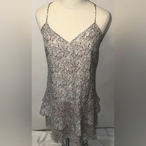 7 For All Mankind Spaghetti Strap Floral Layered Dress - Small